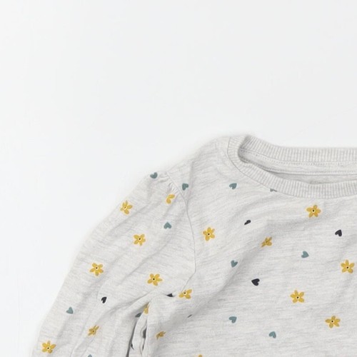 George Girls Grey Floral Viscose blend T-Shirt Size 2-3 Years - Picture 5 of 12