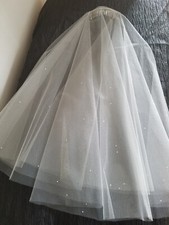 Wedding Veil w/Swaroski crystals, elbow length tulle net w/hair comb.