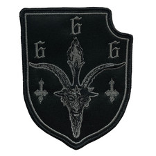BAPHOMET HEAD 666 GRAY SHIELD PATCH EMBROIDERED PATCH