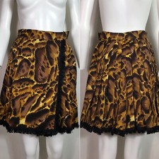 Vtg Gianni Versace Versus Brown Animal Print Skirt S