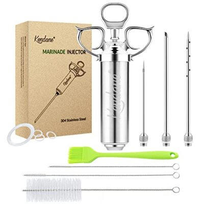 Meat Injector Syringe 2-Oz Marinade with 3 Needles for BBQ Grill Smoker, Turkey