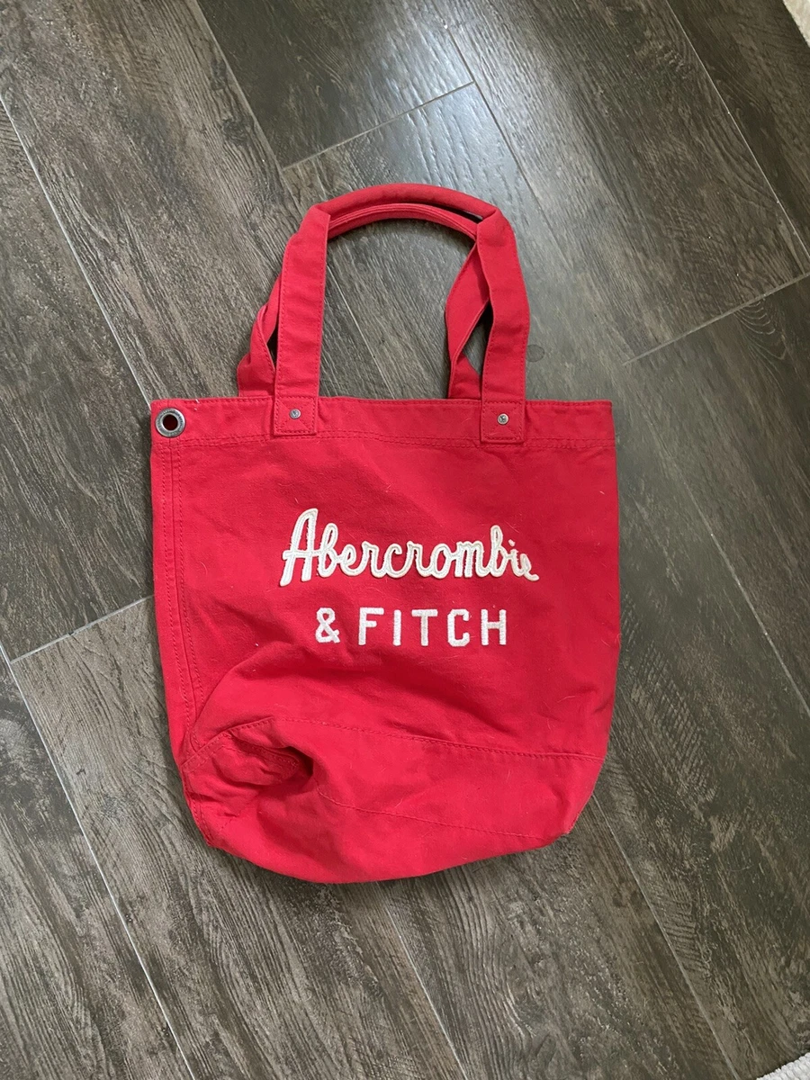 Abercrombie Fitch A F Tote Bag Handbag Shopper Bag Logo Thick Durable Canvas Red