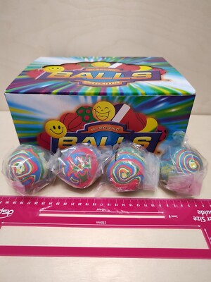 4 NEUE bunte Muster Gummi Hüpfbälle Geschenke Set 4  