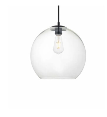 Elegant Lighting Baxter Single Light 14'' Wide Pendant with Clear Glass: Black