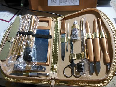 Super. Soft Cosmetic Makeup Brush Set Kit- Gold tone-Pouch Case*Free Shipping
