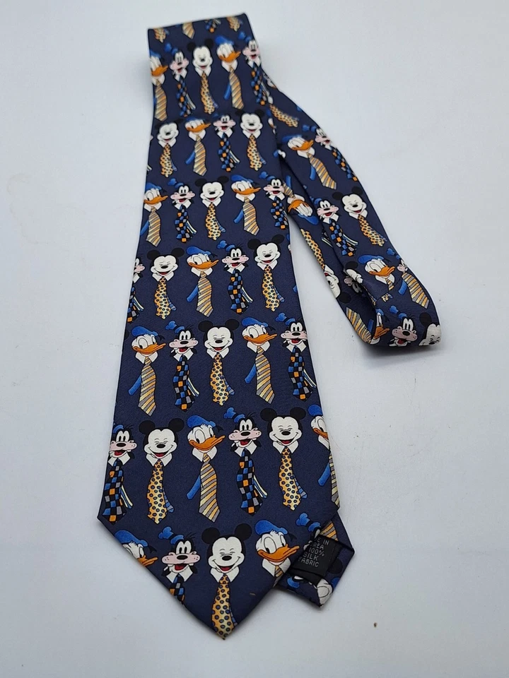 Walt Disney World Tie Mickey Goofy 100% Silk Blue Dress Up Tie Day - Image 2 of 4