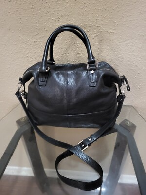Palio Women's Black Satchel/crossbody Leather Handbag. 