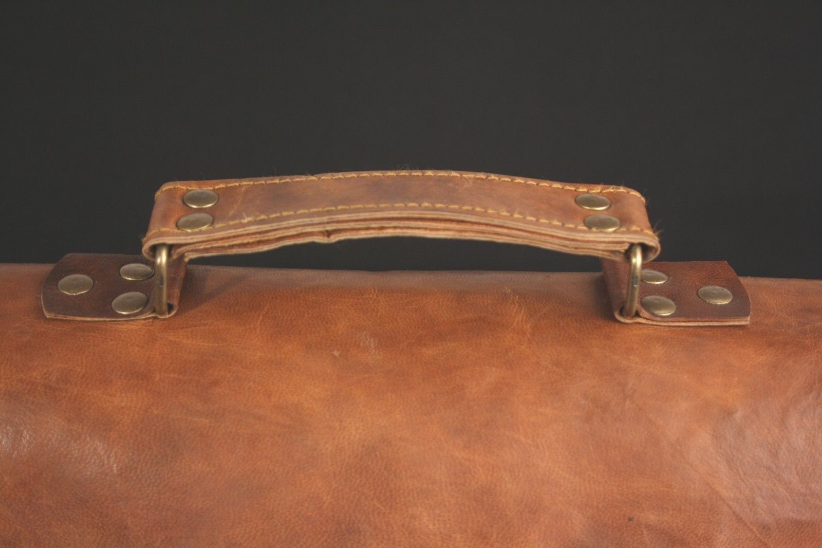 New Men's Real Vintage Leather Messenger & Laptop Briefcase Satchel Brown Bag