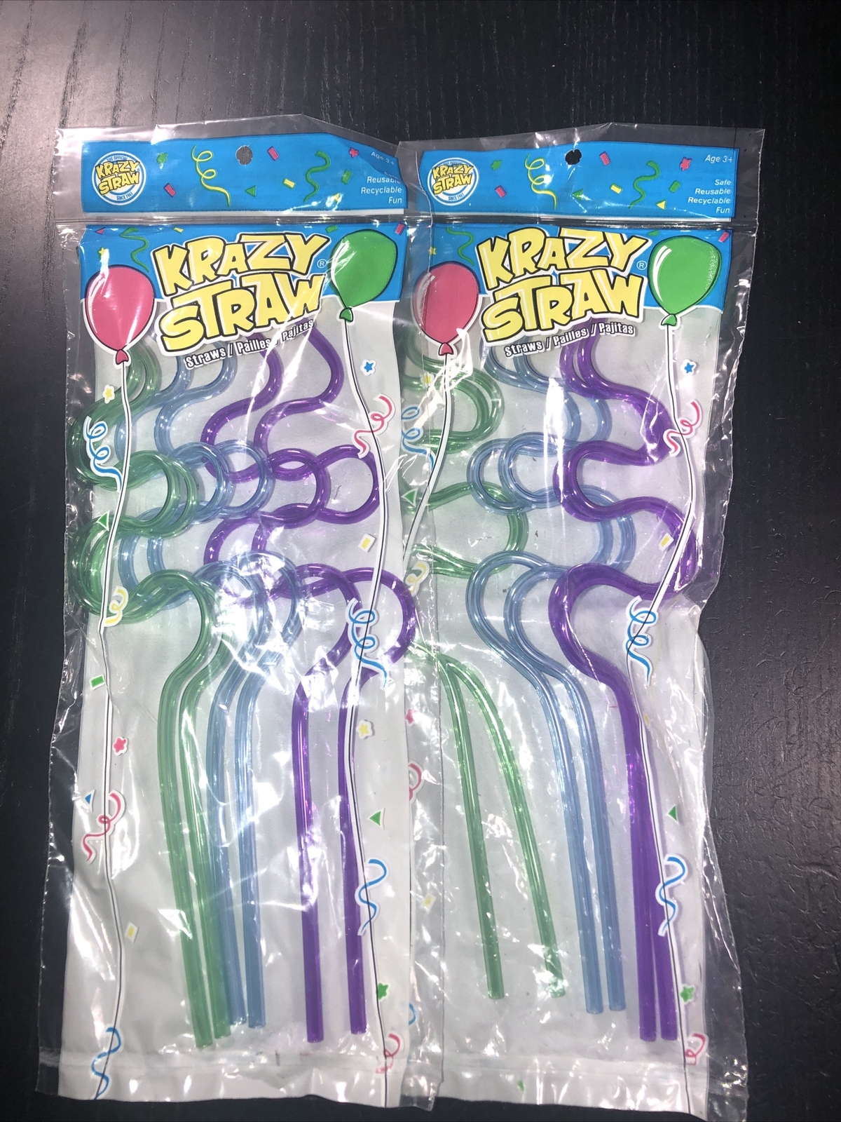 2 Packs Of 6 Fun Krazy Straws Assorted Colors Crazy Straw 10" Long eBay