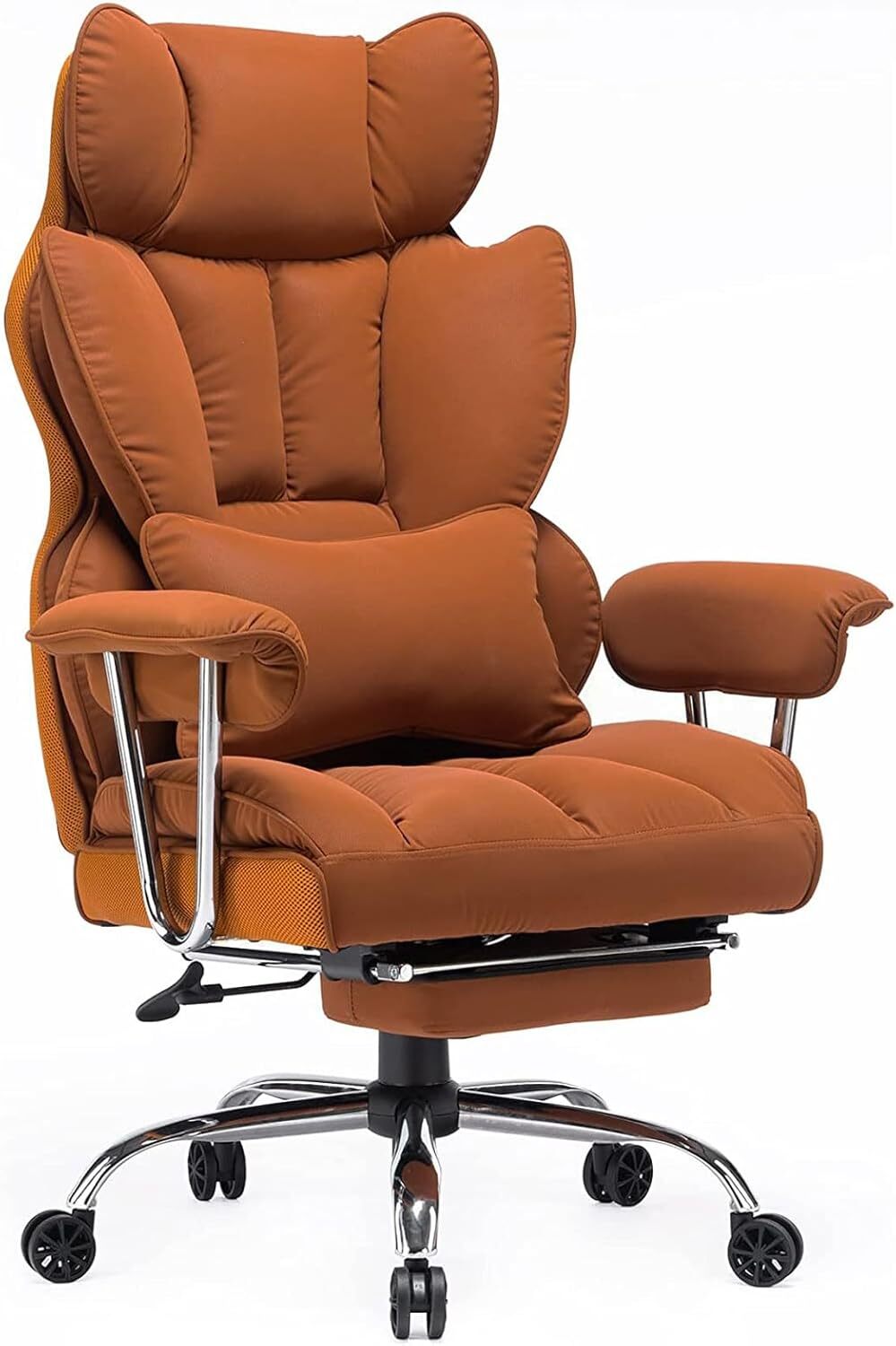 Ergonomic Office Chair, Big and Tall High Back Office Chair, PU Leather Orange-image