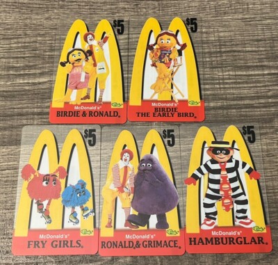 $5 McDonald's 1996 Classic 5 Different MC1PC xxxx-2520 Acetate
