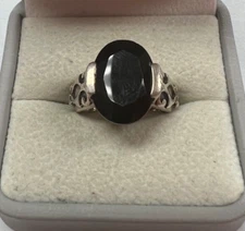 Silpada SS Black Chalcedony Scroll Ring  / Size 7 / R1410  [053DUW]