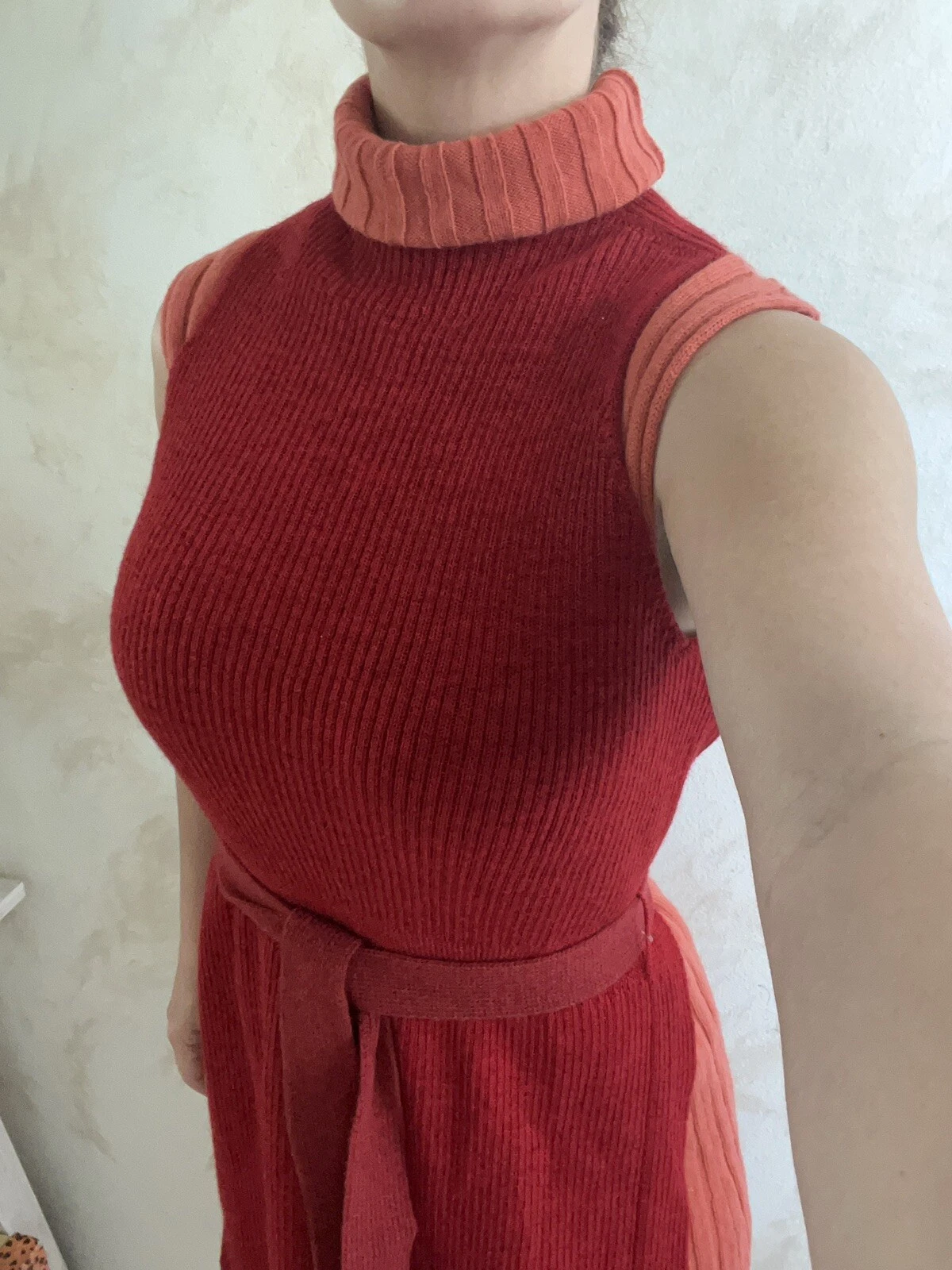 MAISON MARGIELA abito maison martin margiela 3 in 1 100% lana lana lana nettarina arancio vino rosso S