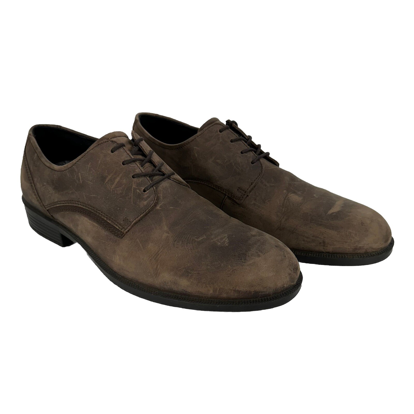 SAOLA Scarpe Oxford eleganti Ecco Har Derby marroni da uomo taglia 11 casual classiche in pelle