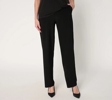 Susan Graver Petite LK Luxe Pull-On Pants with Pockets - Black Sz PXL a677900
