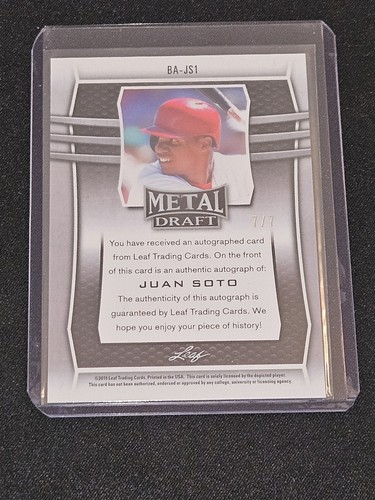 2019 Leaf Metal Draft Baseball Juan Soto Orange Prismatic Auto 7/7 RARE BA-JS1 - Picture 2 of 2