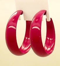 Simple Wide size  Fuchsia color  1.75 inch Hoop round fashion jewelry Earrings