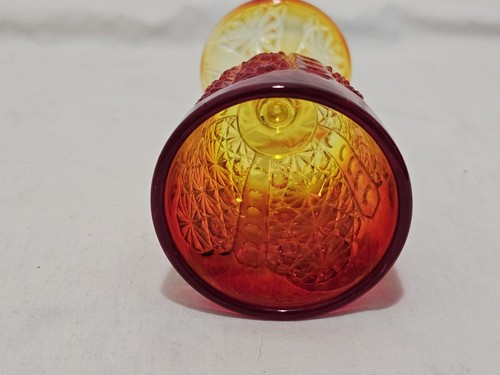 Vintage Amberina Daisy & Button, Panel, Fenton LG Wright, Wine Water Goblet, 5" - Picture 5 of 6