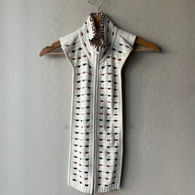 Veronica Beard Dickey Santo Cream Linen Cotton Knit Zip Dickey Insert