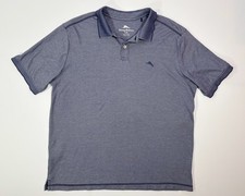 Tommy Bahama Blue Polo Shirt Men  s Large Supima Cotton Golf Outdoor Short Sleeve