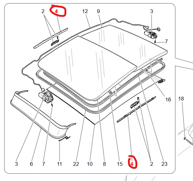 2017 2024 Maserati Levante  Sunroof mechanism shelter