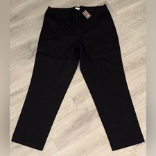 NWT J.Jill Black Cotton stretch twill flat front straight ankle pants Size 12