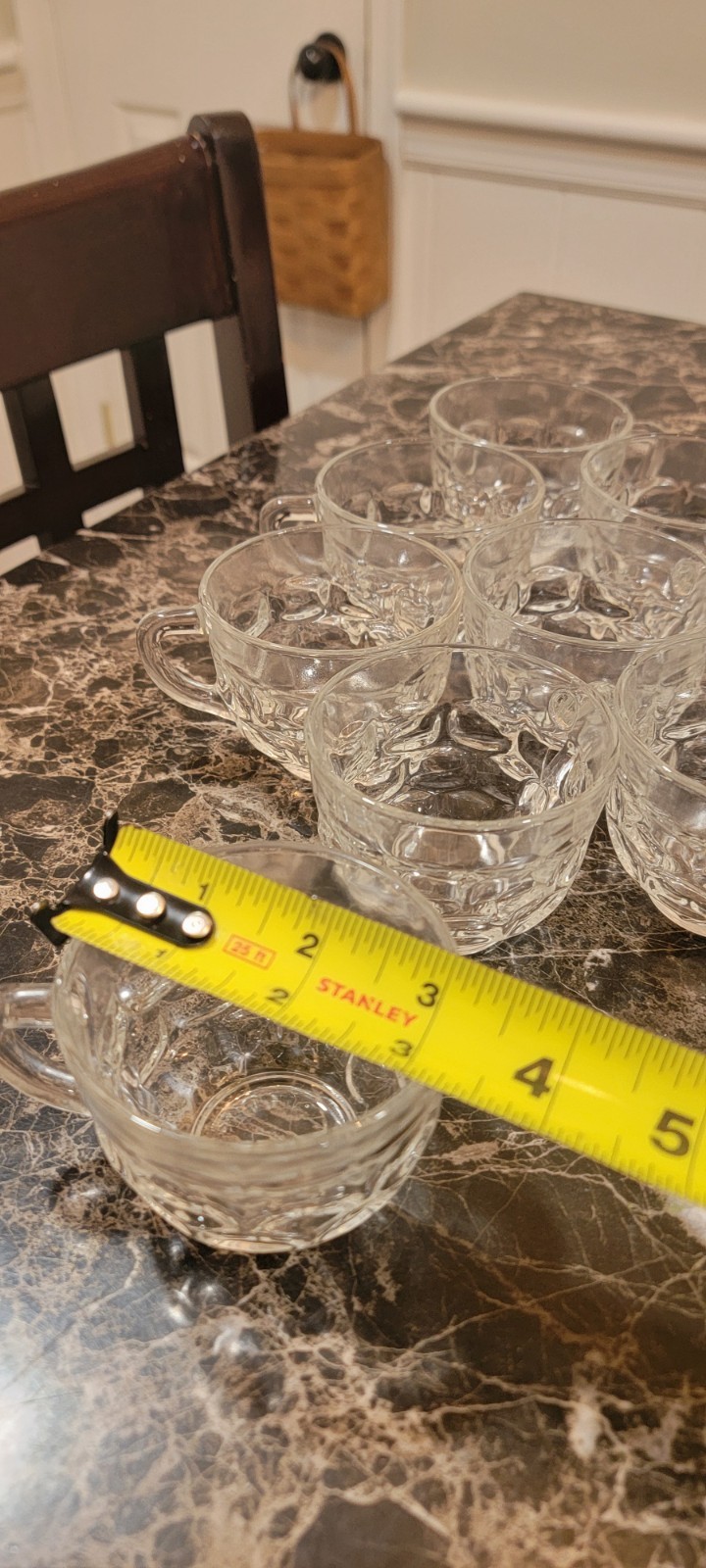 Vintage MCM Yorktown Federal Glass Jubilee Punch Cups Set Of 10   4"W x.  2. 5"H