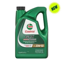 Castrol GTX High Mileage 20W-50 Synthetic Blend Motor Oil, 5 Quarts.
