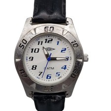 Umbro Quartz Watch White Dial Black Leather Strap 3ATM New Battery