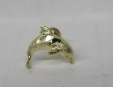 SINGLE 14K SOLID GOLD DIAMOND CUT DOLPHIN STUD EARRING
