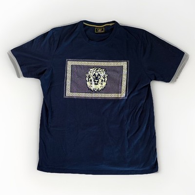 CASA MODA COUTURE T-Shirt Men's SIZE XL Lions Head Logo Shirt Tee NAVY