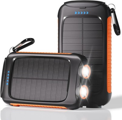 Portable Charger Solar Power Bank 20000mAh with USB-A and USB-C 5V/3A Output Por