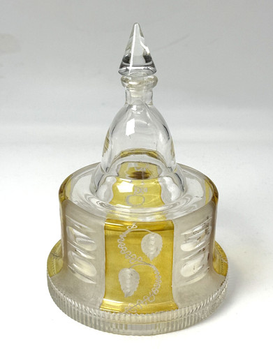 Art Deco Rare Hugh Czech Bohemian Etched Boudoire Perfume Bottle