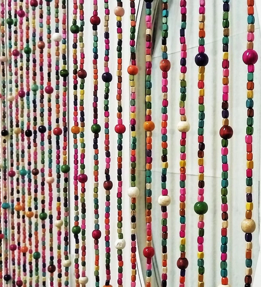 Rainbow Colorful Hippie Wood Door Beaded Curtain Boho-Bohemian Wooden Doorway... - Image 4 of 4