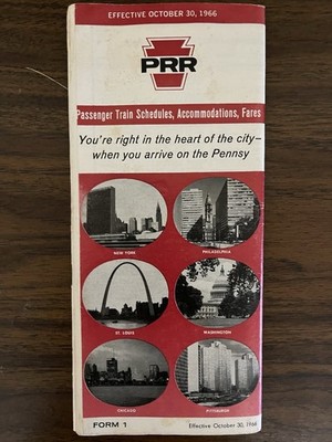 Vintage 1966 Pennsylvania Railroad Passenger Train Schedules Fares