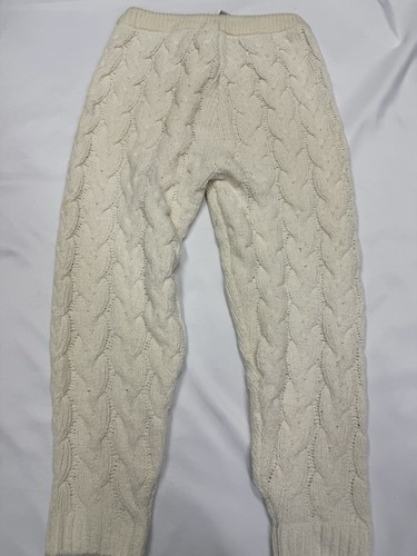 Forever 21 Ivory Chunky Cable Knit Loungewear Chenille Drawstring Jogger Pants L - Picture 11 of 12