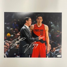 Terry Stotts and Zach Collins Portland Signed Basketball 11x14 Photo BAS