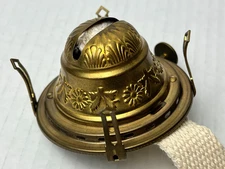 #2 Queen Anne style Brass B&P Oil Lamp Burner & Wick Fancy Floral Embossed