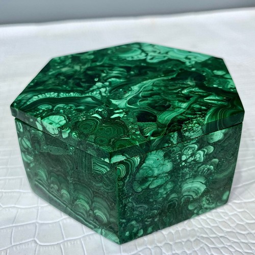 469G Hexagonal green turquoise jewelry storage box handmade decoration - 第 3/11 張圖片