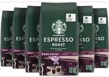Starbucks Espresso Roast Whole Bean Dark Coffee Bags 6PACK- 12oz Each BB 2026 10.66 per pound