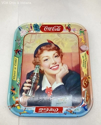 Coca-Cola Metal Tray Thirst Knows No Season Seasonal Activity Border Vintage