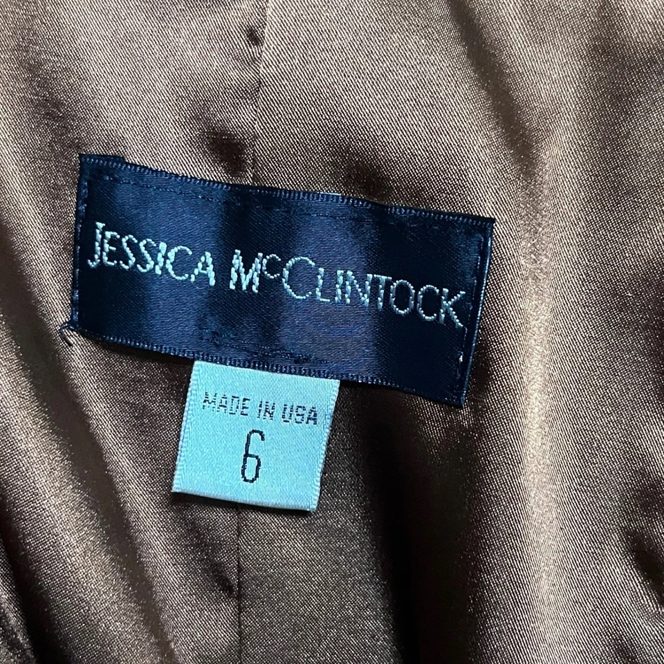 Maxi Vestido Formal Vintage Jessica McClintock Talla 6 Bronce Halter 2947 Foto 4 de 4