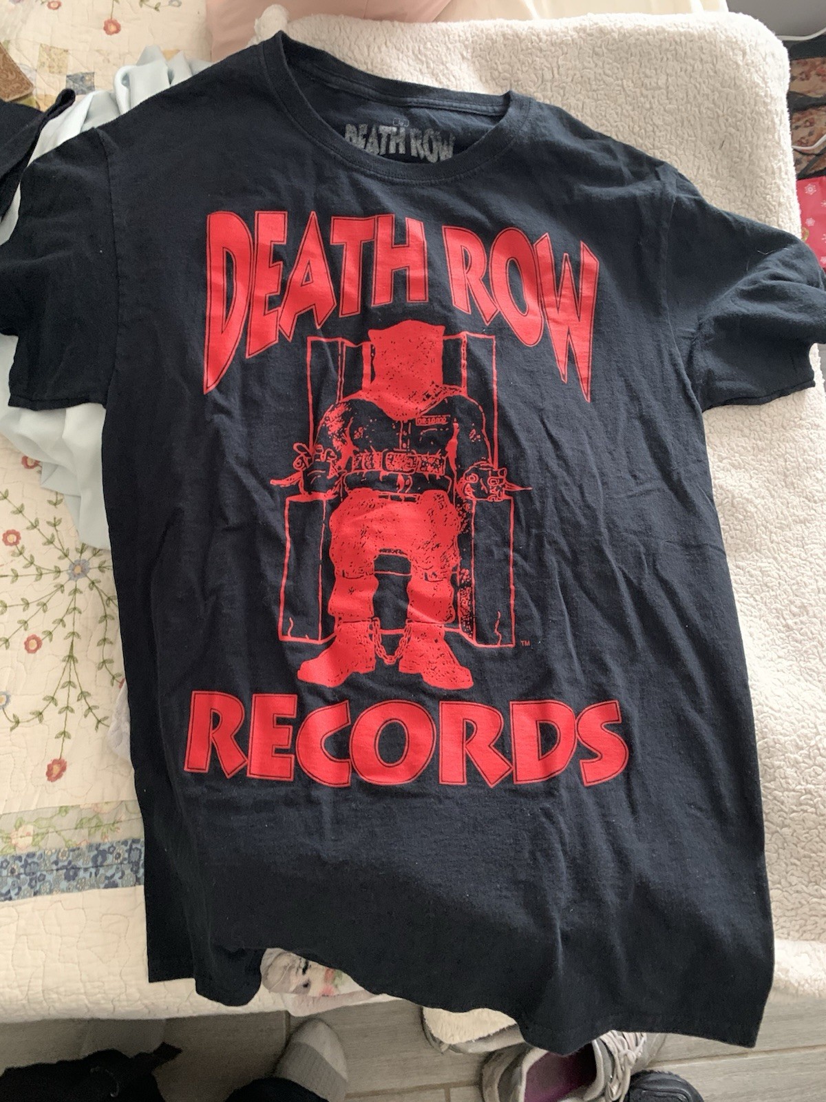 FILA T shirt uomo originale etichetta Death Row Records logo rosso nera taglia small