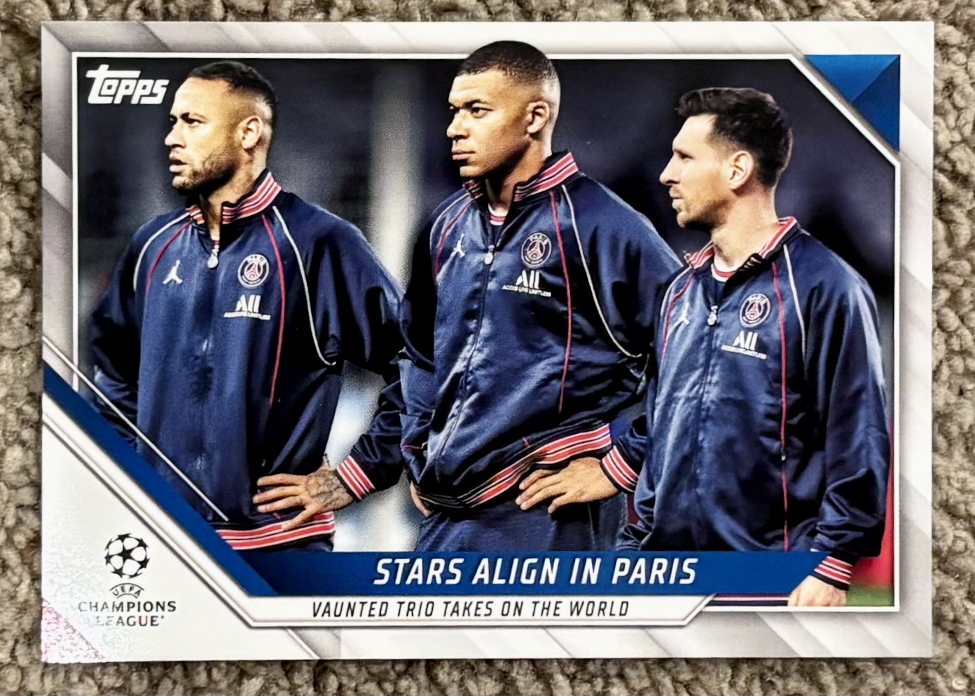 Messi Neymar Mbappe 2022 Topps UEFA Champions League Stars Align in Paris GOATS
