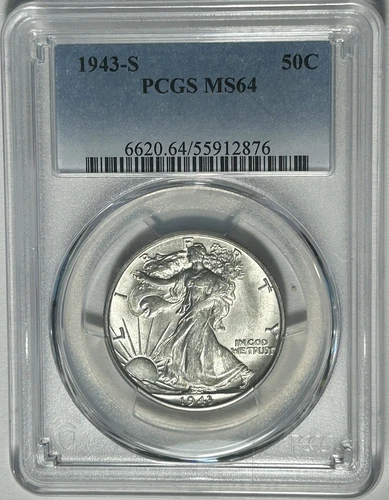 1943 S WALKING LIBERTY HALF DOLLAR PCGS MS 64