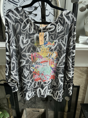 NEW NWT FREE FOR HUMANITY long sleeve oversized printed sweater One size M L