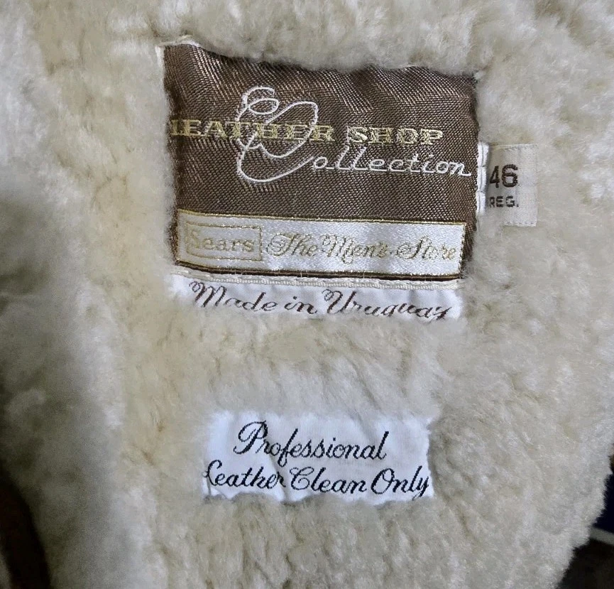 Vintage Sears Sheep Skin Jacket Inside Wool Sz 46 Reg - Image 4 of 4