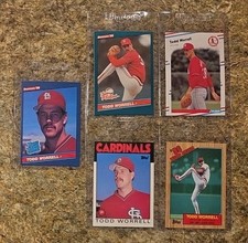 (5) Todd Worrell 1986 Topps Rookie card RC Donruss 1987 1988 Fleer Cardinals ROY. rookie card picture