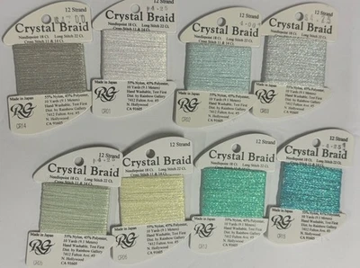 Rainbow Gallery 12 Strand CRYSTAL BRAID For Needlepoint & Long Stitch- Lot Of 8