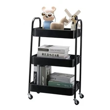  3 Tier Rolling Cart Metal,File and Art Cart with Wheels,Storage Shelf 